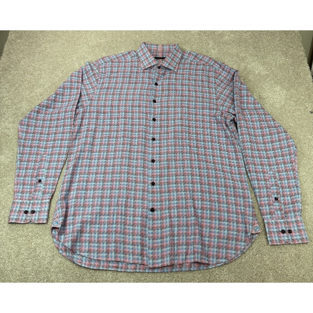 Hammer Made Men's XL 43/17 Dress Shirt  Multicolor Plaid Long Sleeve Logo